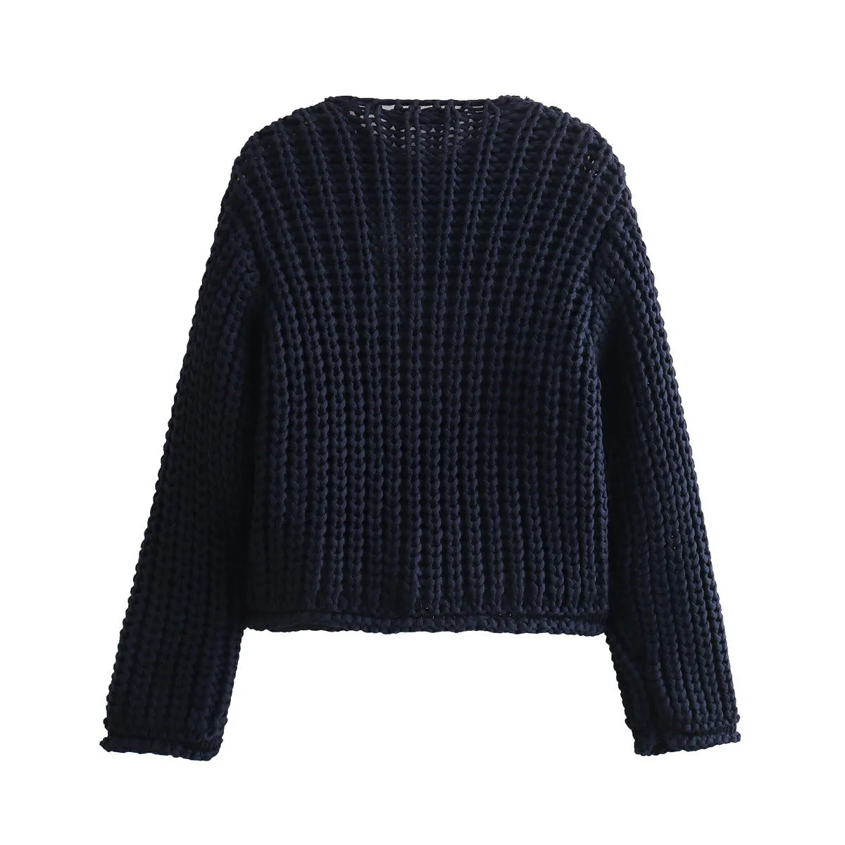 Thick-Knitted Short buttoned-Pullover