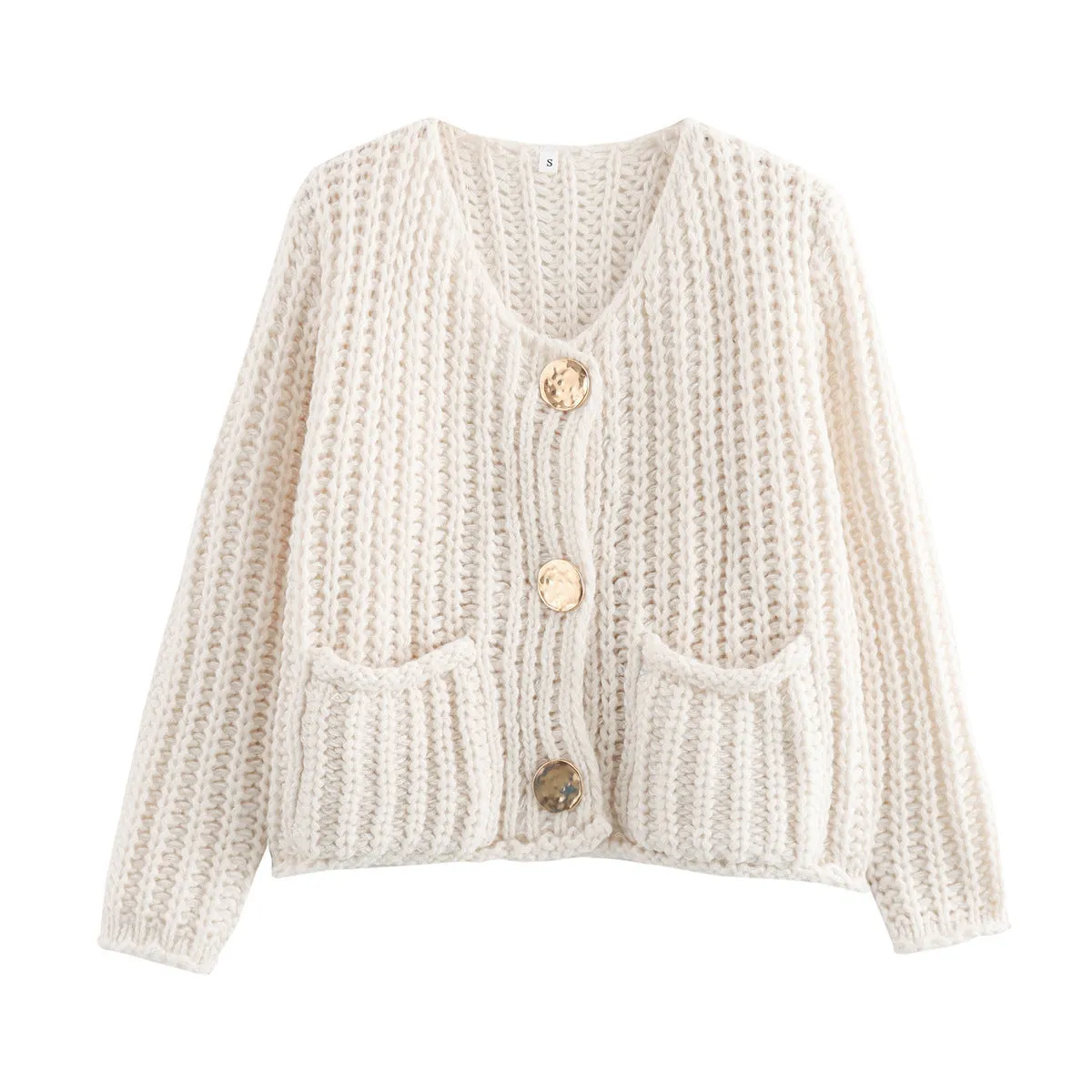 Thick-Knitted Short buttoned-Pullover