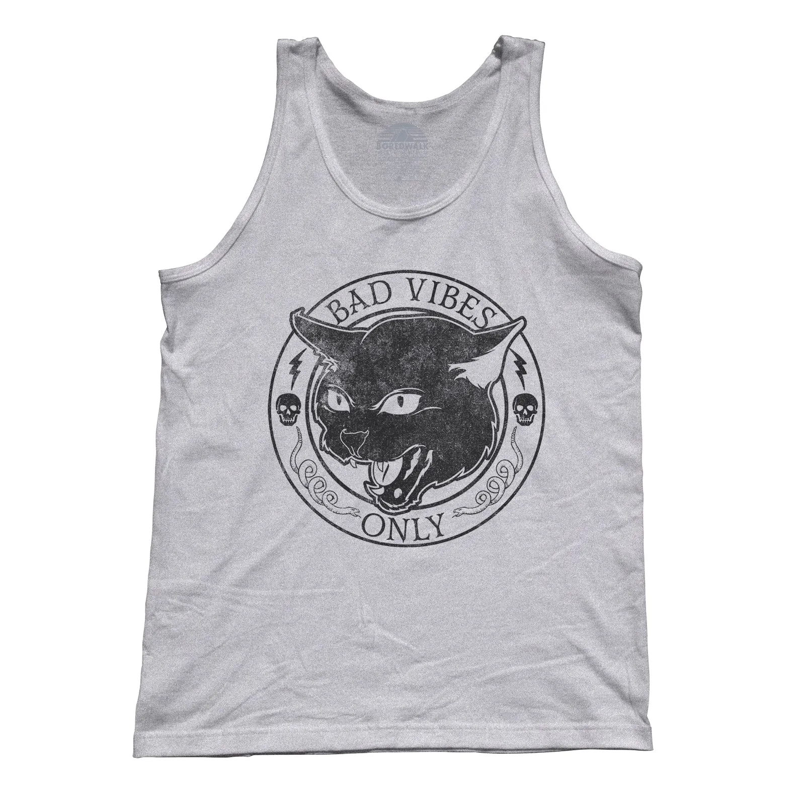 Unisex Bad Vibes Only Tank Top - Goth Shirt - Black Cat Shirt