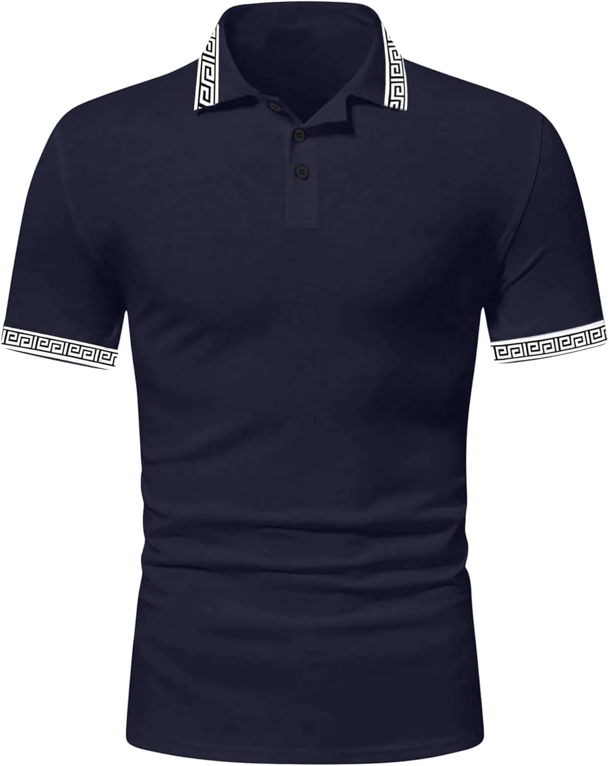 UOUA Mens Casual Polo Shirts Classic Short Sleeve Collared T Shirt Button Golf Slim Fit Tee Tops