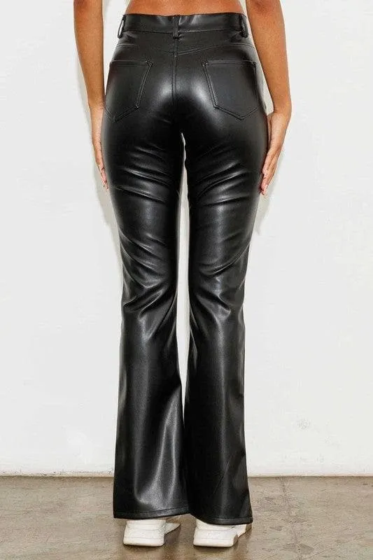 Vibrant M.i.U Vegan Leather Front Slit Bootcut
