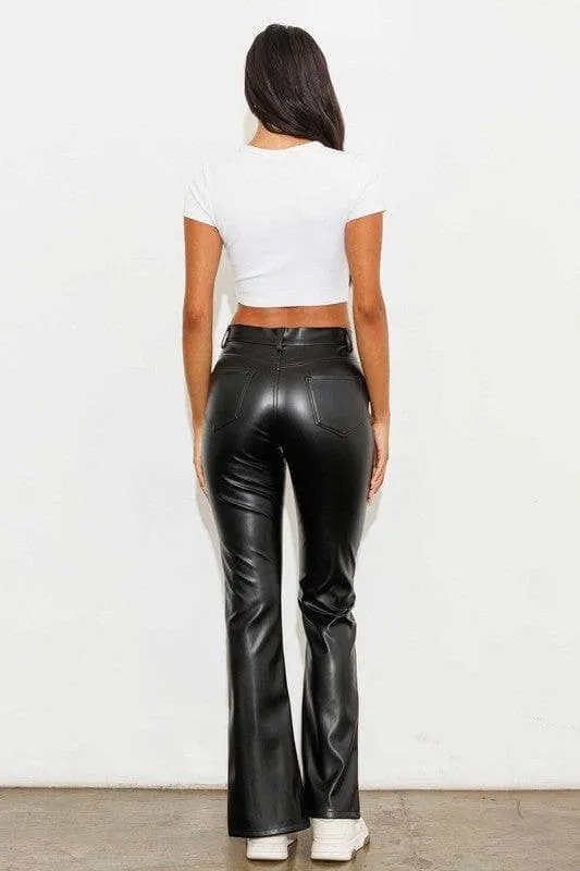 Vibrant M.i.U Vegan Leather Front Slit Bootcut