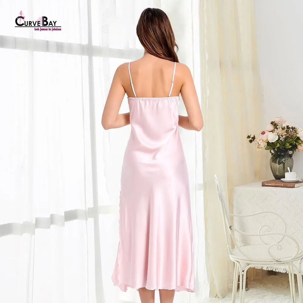Victorian Silk Nightgown Women Girls Long Sleeveless Satin Princess Lingerie