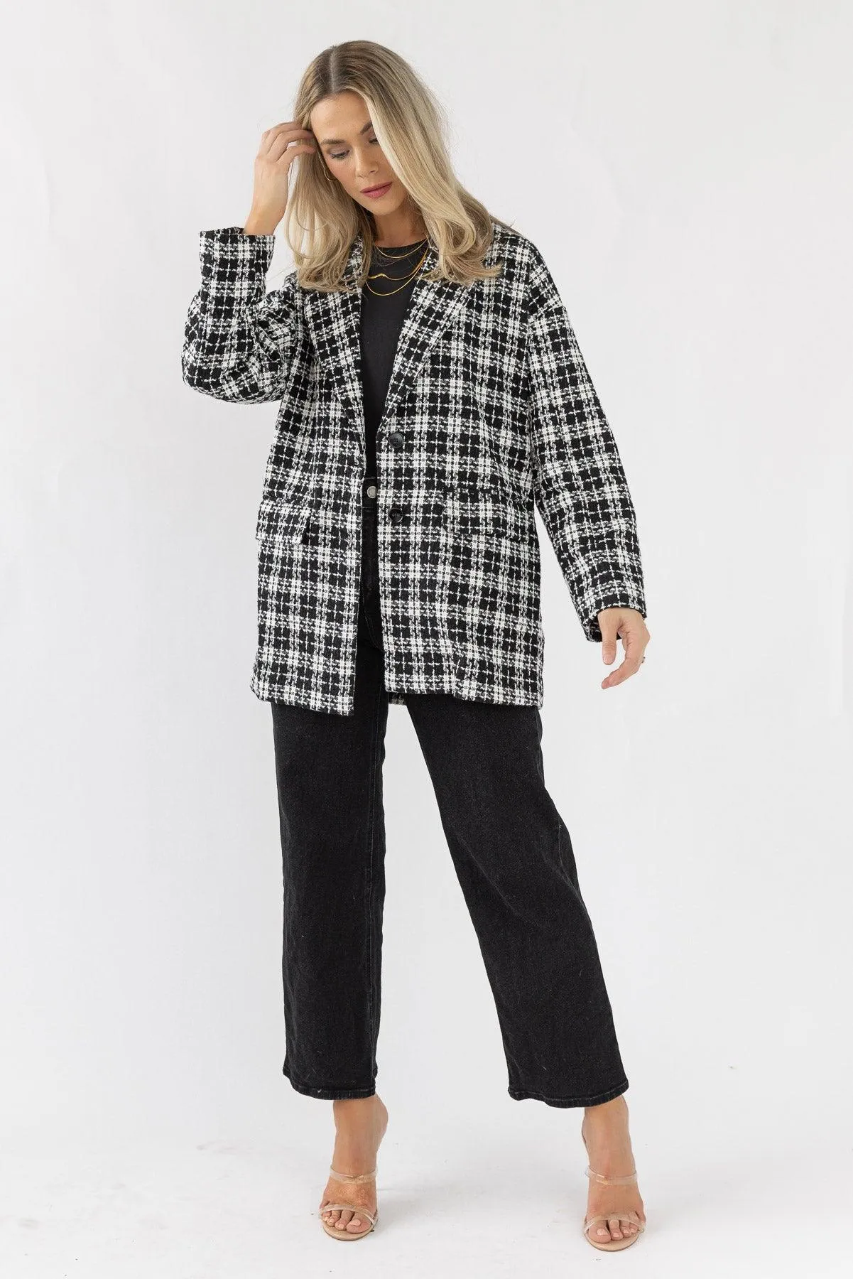 Whitney Black Plaid Tweed Blazer - Final Sale