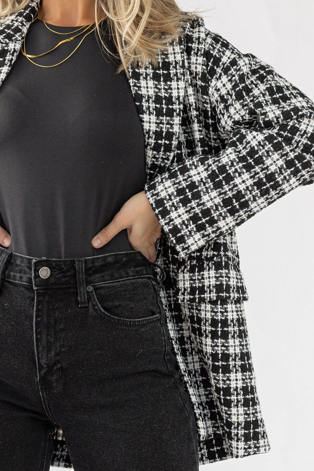 Whitney Black Plaid Tweed Blazer - Final Sale