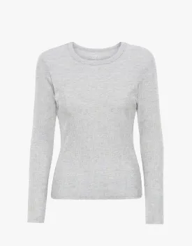 Women Organic Rib LS T-Shirt - Snow Melange