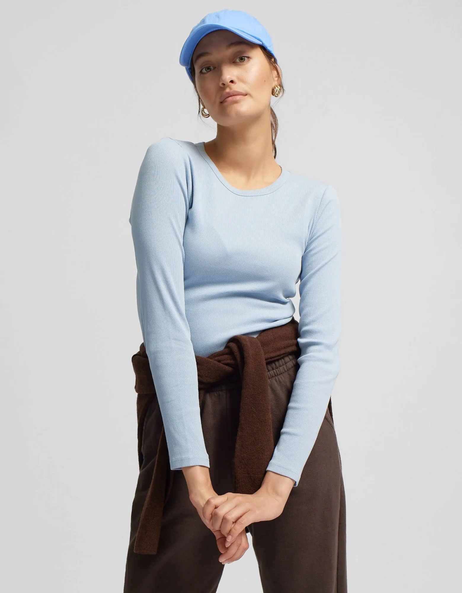 Women Organic Rib LS T-Shirt - Snow Melange