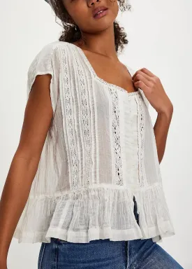 Women Ruffle Bow Tie Babydoll Tops Boho Lace Sheer Flowy Peasant Blouses Y2k Short Sleeve Eyelet Peplum Crop Shirts