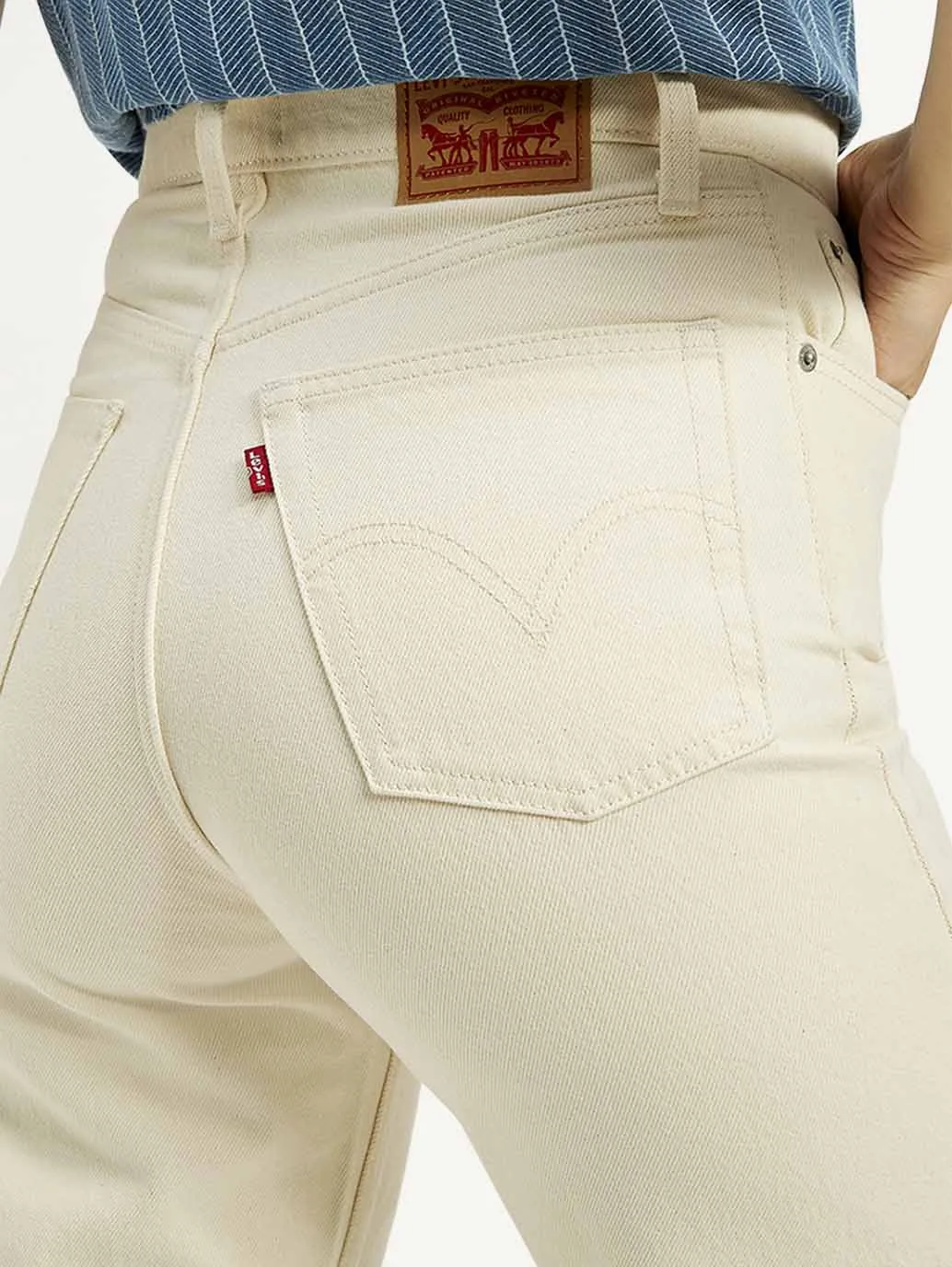 Women's High Rise Straight Fit Cream Jeans