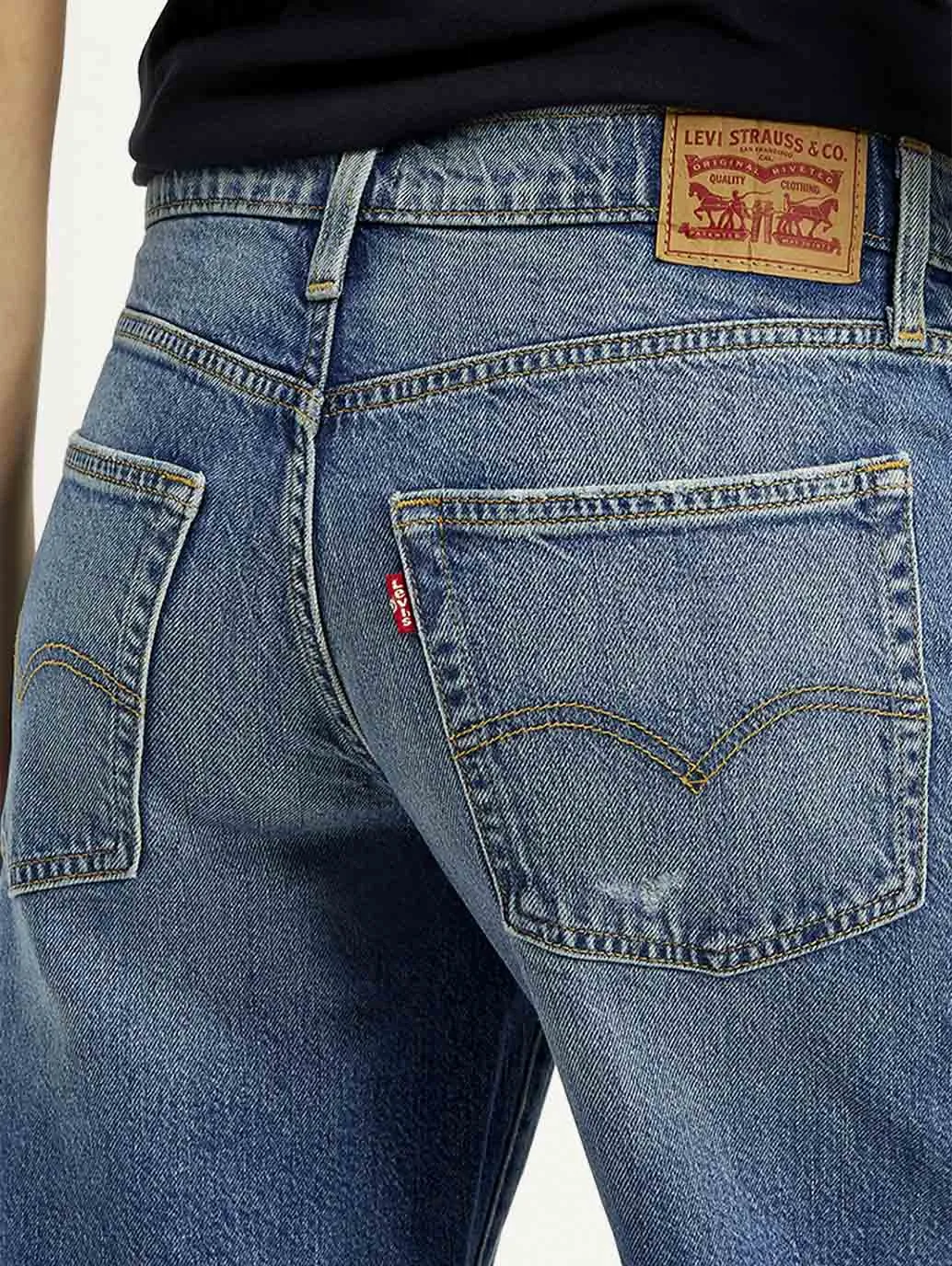 Women's Mid Rise Loose Fit Blue Jeans