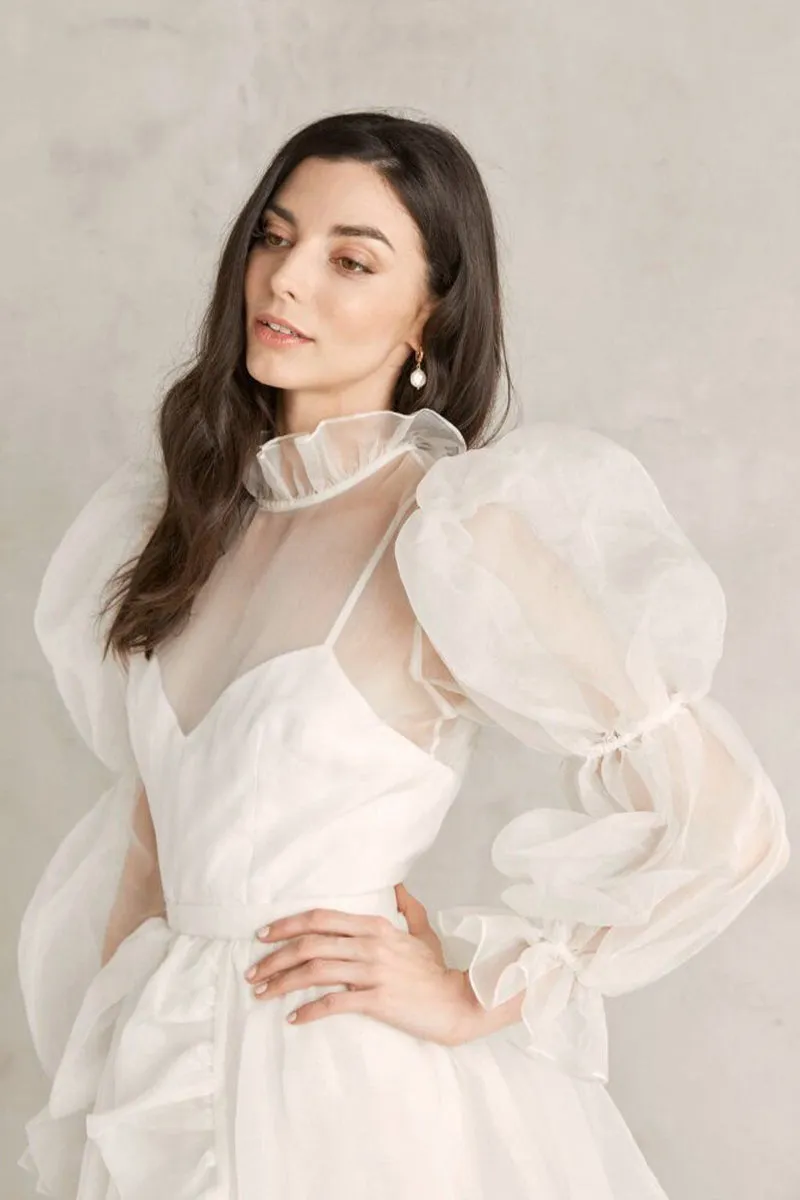 Wondrous Romance Long Trendy Puff Sleeves Mini Dress